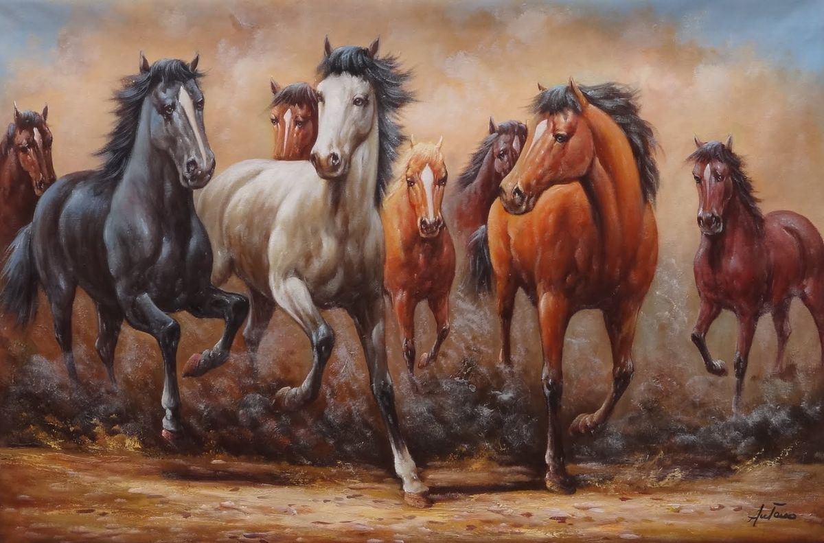 Les tableaux représentant des chevaux au galop sont souvent accrochés dans la maison pour attirer le succès.