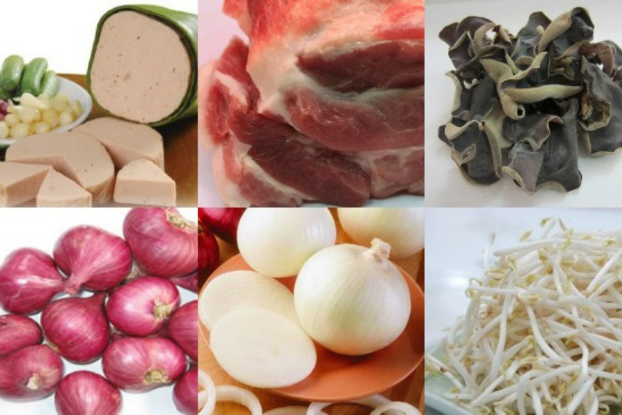 La farce du bánh cuốn est complexe et comprend de nombreux ingrédients.