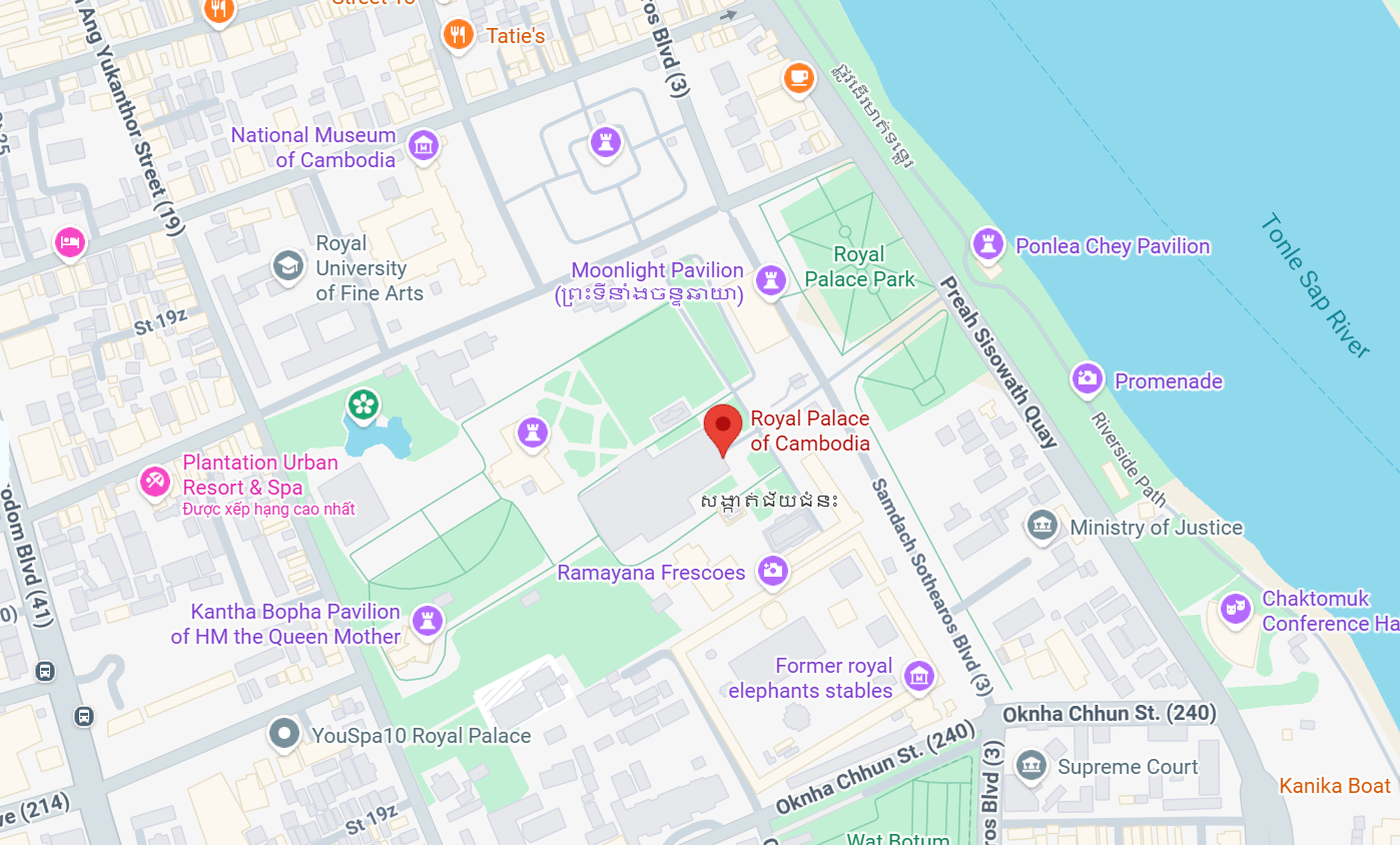 The map of Royal Palace Phnom Penh